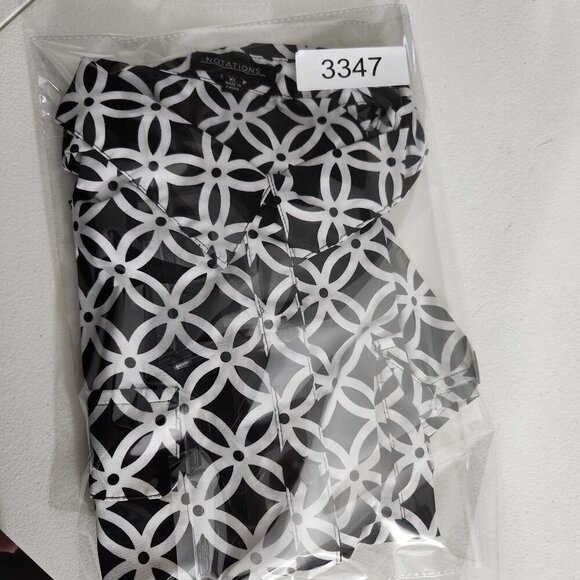 Notations Shirt Womens XL Geometric Short Sleeve Button Up Blouse Top - Picture 11 of 11